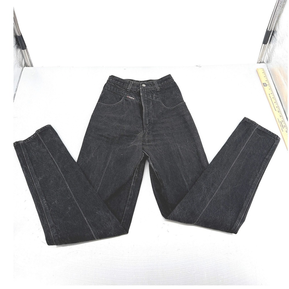 Blaze Vintage 90s High Waisted Black Acid‎ Wash Tapered Denim Jeans Women 26